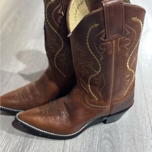 Justin Boots Brown and Gold Western Cowboy Boots
